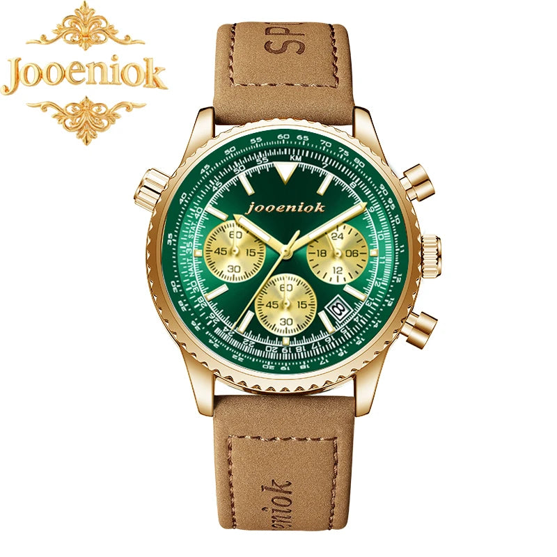 JOOENIOK Men’s Luxury Watch - Waterproof, Luminous, Chronograph, Sports Quartz with Leather Strap
