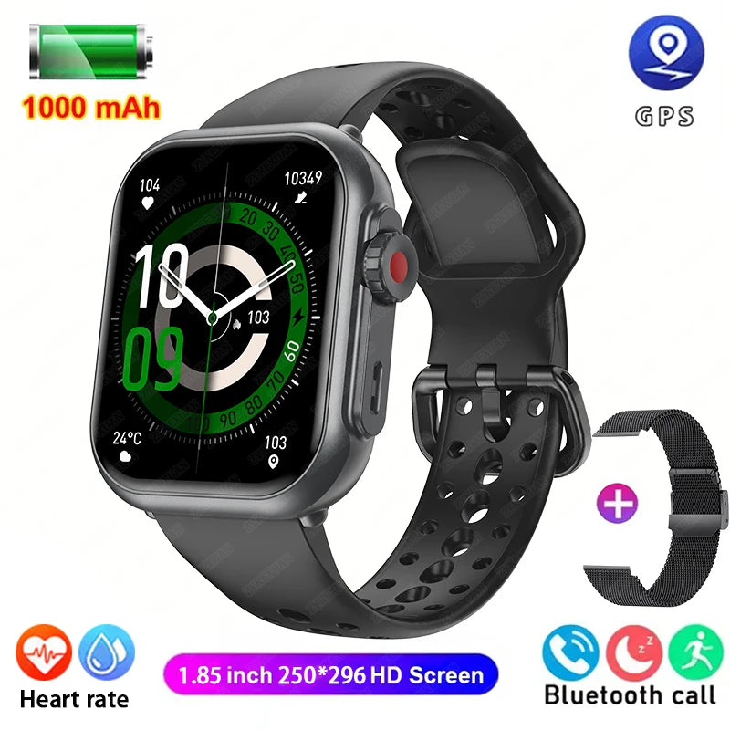 2025 New GPS Smart Watch for Men & Women – 1.96” AMOLED Display, Bluetooth Calls, 100+ Sports Modes, Waterproof Design