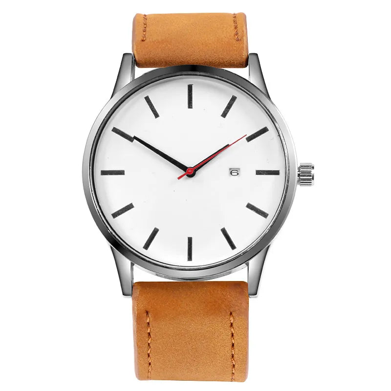 Fashion Men’s Leather Quartz Watch – Casual Sports Wristwatch for Men