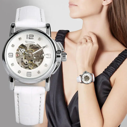 Women’s Automatic Mechanical Skeleton Watch – Hollow Self-Winding Wristwatch