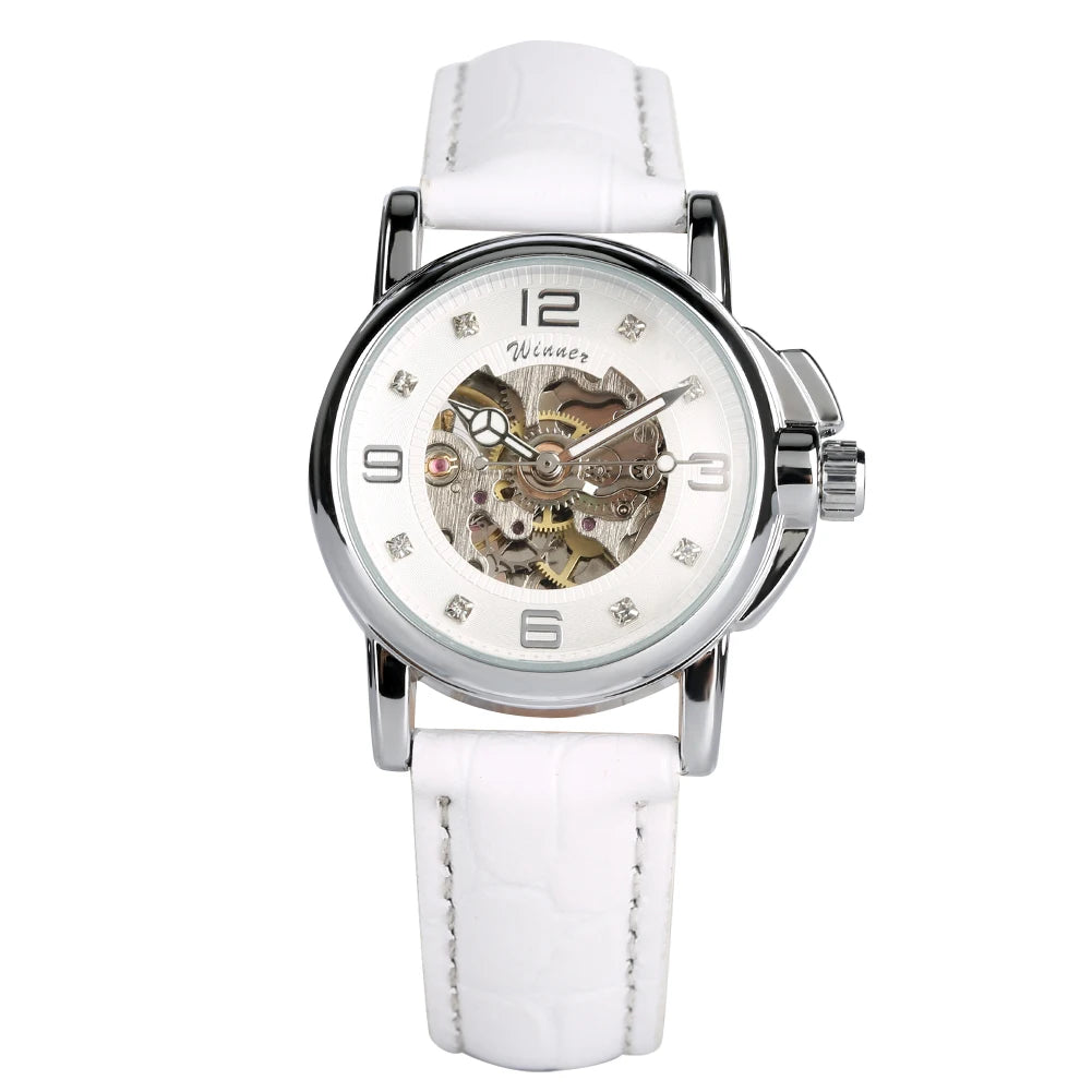 Women’s Automatic Mechanical Skeleton Watch – Hollow Self-Winding Wristwatch