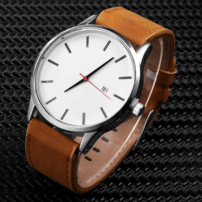 Fashion Men’s Leather Quartz Watch – Casual Sports Wristwatch for Men