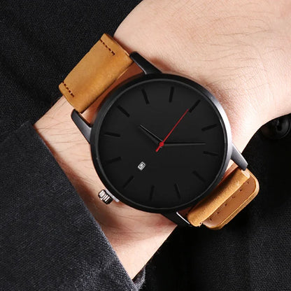 Fashion Men’s Leather Quartz Watch – Casual Sports Wristwatch for Men
