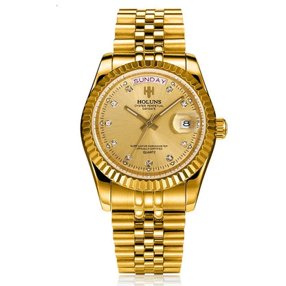 Holuns Women’s Luxury Gold Quartz Watch – Waterproof Diamond Ladies Watch