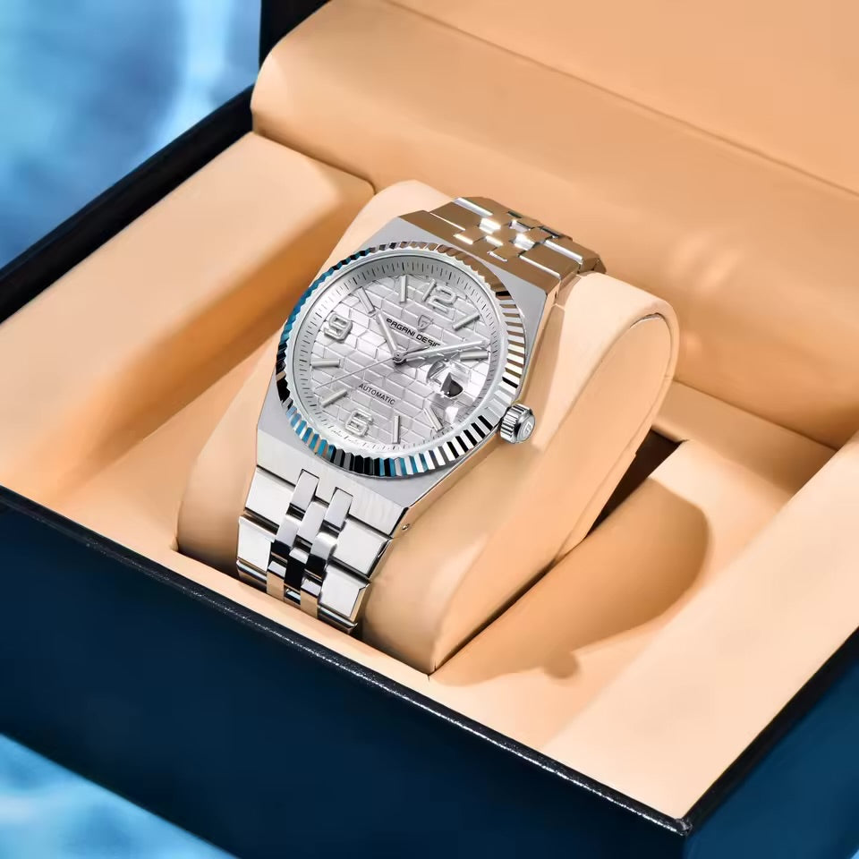 Pagani Design 2025 Men’s Automatic Watch – Luxury 3D Rhombus Dial with Japan Miyota 8215 Movement, Mechanical Waterproof Wristwatch