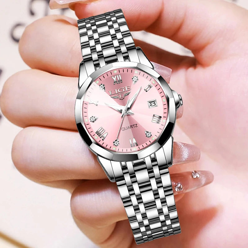 LIGE Women’s Creative Fashion Bracelet Watch – Sports Waterproof Quartz Wristwatch for Women | Relógio Feminino