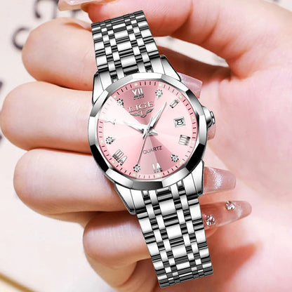 LIGE Women’s Creative Fashion Bracelet Watch – Sports Waterproof Quartz Wristwatch for Women | Relógio Feminino