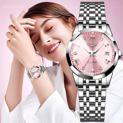 LIGE Women’s Creative Fashion Bracelet Watch – Sports Waterproof Quartz Wristwatch for Women | Relógio Feminino