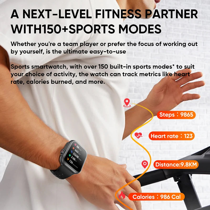 2025 New GPS Smart Watch for Men & Women – 1.96” AMOLED Display, Bluetooth Calls, 100+ Sports Modes, Waterproof Design