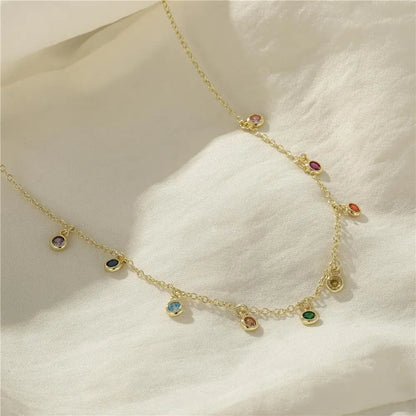 Elegant 925 Sterling Silver Zircon Necklace for Women – French Style Fine Chain Jewelry