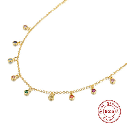 Elegant 925 Sterling Silver Zircon Necklace for Women – French Style Fine Chain Jewelry