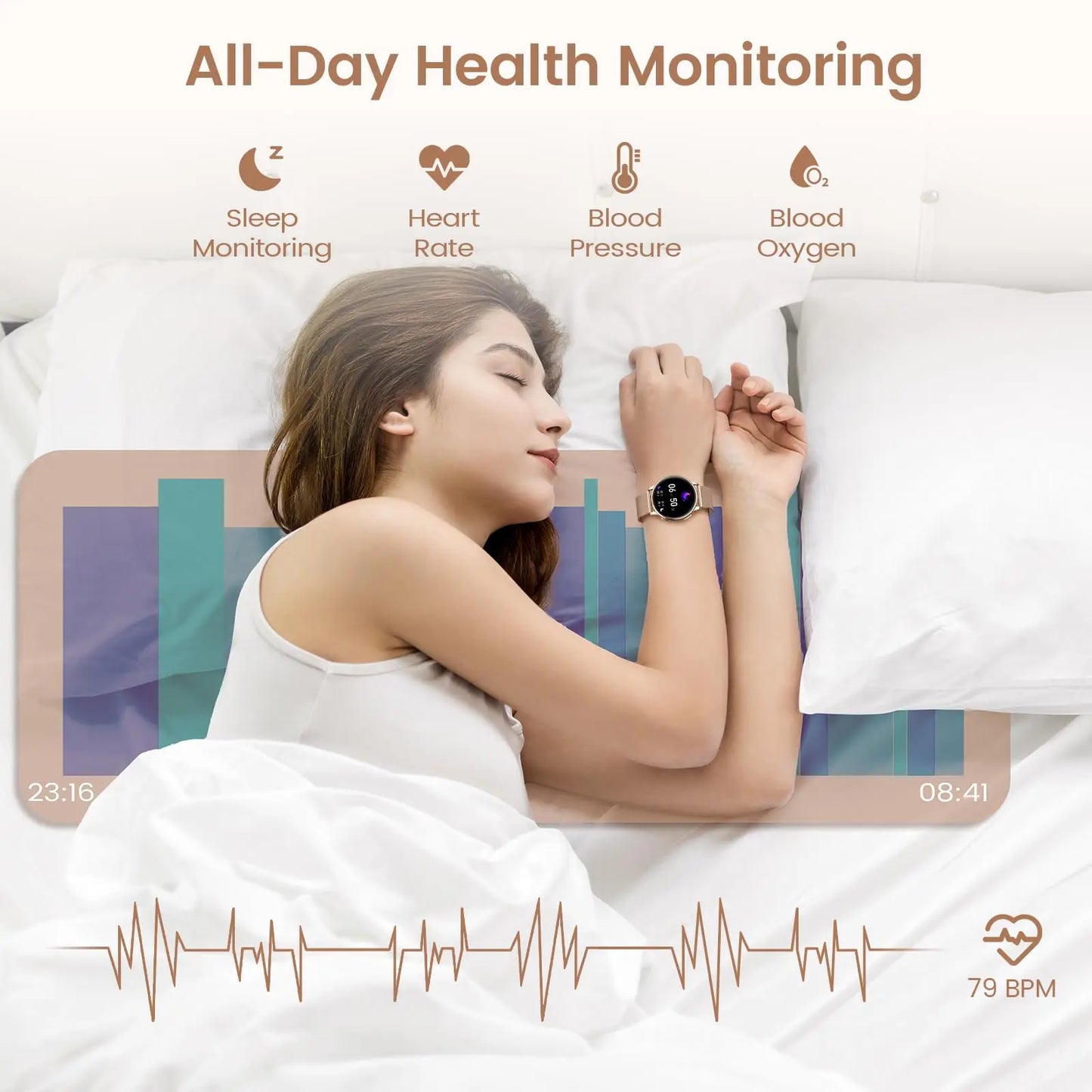 Smartwatch for Women with Phone Function – 1.39” HD Full Touch Screen, Heart Rate & Sleep Monitor, Menstrual Cycle Tracker, Fitness Pedometer Watch