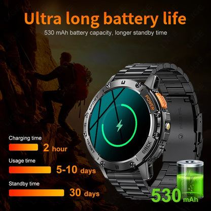 2025 Men’s AMOLED Smartwatch – Bluetooth Call, Flashlight, Waterproof Sports Fitness Tracker | Ellevo Store