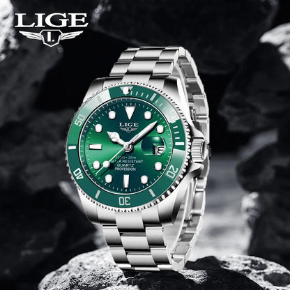 LIGE Luxury Men’s Chronograph Watch – Waterproof Stainless Steel Sports Quartz Wristwatc