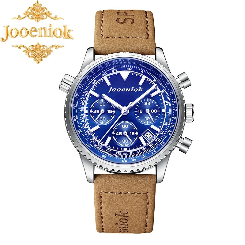 JOOENIOK Men’s Luxury Watch - Waterproof, Luminous, Chronograph, Sports Quartz with Leather Strap