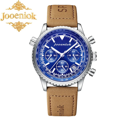 JOOENIOK Men’s Luxury Watch - Waterproof, Luminous, Chronograph, Sports Quartz with Leather Strap