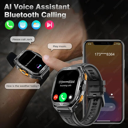 2025 New Men’s GPS Smart Watch with 1.96” AMOLED Display, Bluetooth Call, Compass & 5ATM Waterproof Design