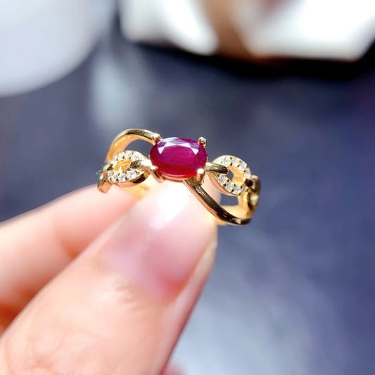 S925 Silver Ruby Ring for Women – Elegant Red Gemstone Wedding Jewelry