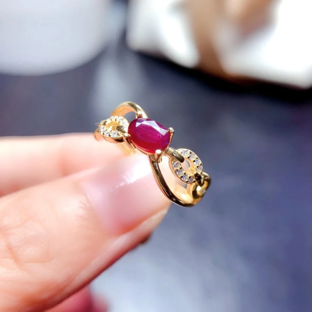 S925 Silver Ruby Ring for Women – Elegant Red Gemstone Wedding Jewelry