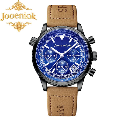JOOENIOK Men’s Luxury Watch - Waterproof, Luminous, Chronograph, Sports Quartz with Leather Strap