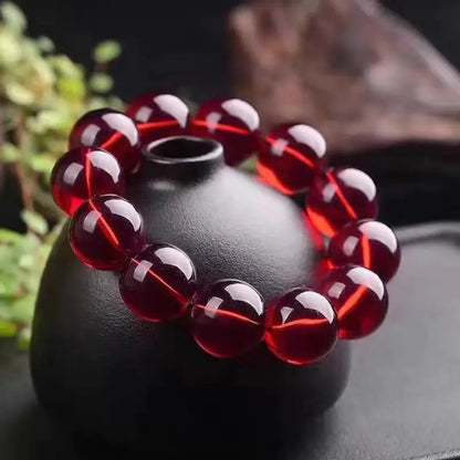 Genuine Baltic Red Amber Healing Bracelet for Men & Women – Fine Jewelry, Round Bead Bangle