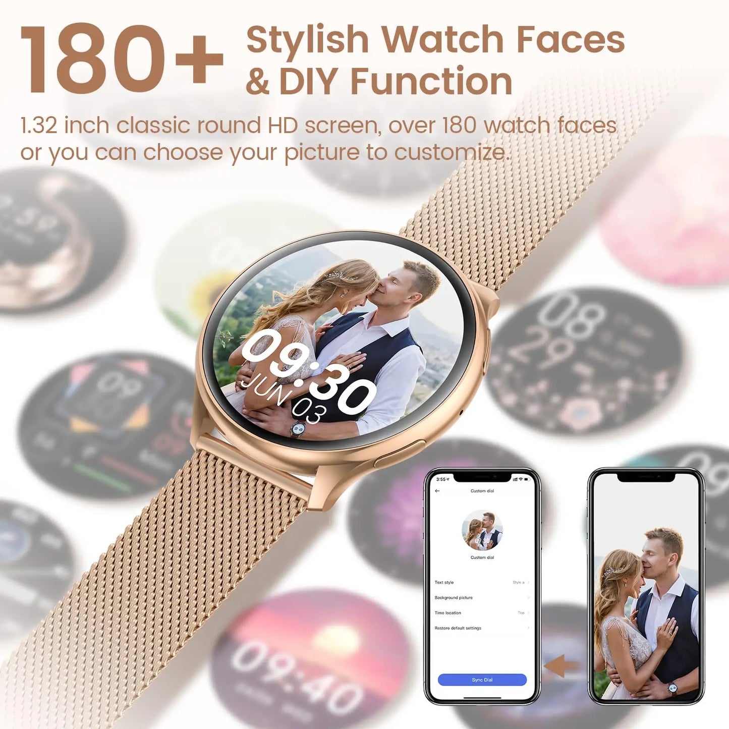 Smartwatch for Women with Phone Function – 1.39” HD Full Touch Screen, Heart Rate & Sleep Monitor, Menstrual Cycle Tracker, Fitness Pedometer Watch