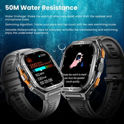 2025 New Men’s GPS Smart Watch with 1.96” AMOLED Display, Bluetooth Call, Compass & 5ATM Waterproof Design