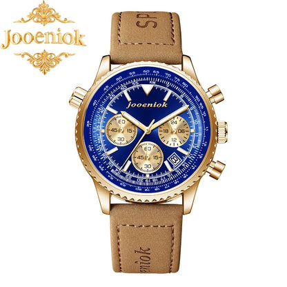 JOOENIOK Men’s Luxury Watch - Waterproof, Luminous, Chronograph, Sports Quartz with Leather Strap