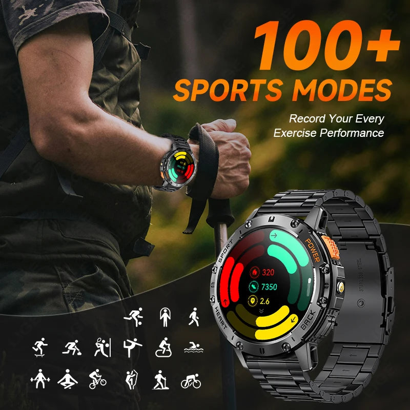 2025 Men’s AMOLED Smartwatch – Bluetooth Call, Flashlight, Waterproof Sports Fitness Tracker | Ellevo Store