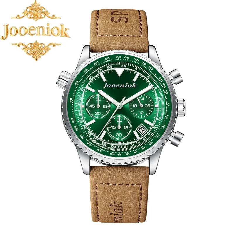 JOOENIOK Men’s Luxury Watch - Waterproof, Luminous, Chronograph, Sports Quartz with Leather Strap