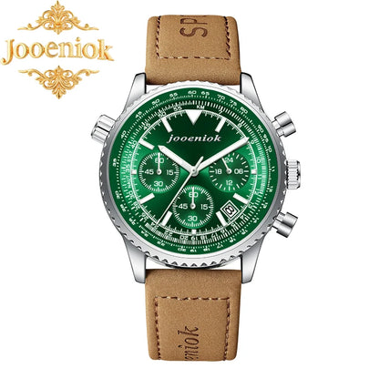 JOOENIOK Men’s Luxury Watch - Waterproof, Luminous, Chronograph, Sports Quartz with Leather Strap