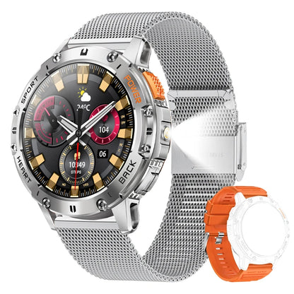 2025 Men’s AMOLED Smartwatch – Bluetooth Call, Flashlight, Waterproof Sports Fitness Tracker | Ellevo Store