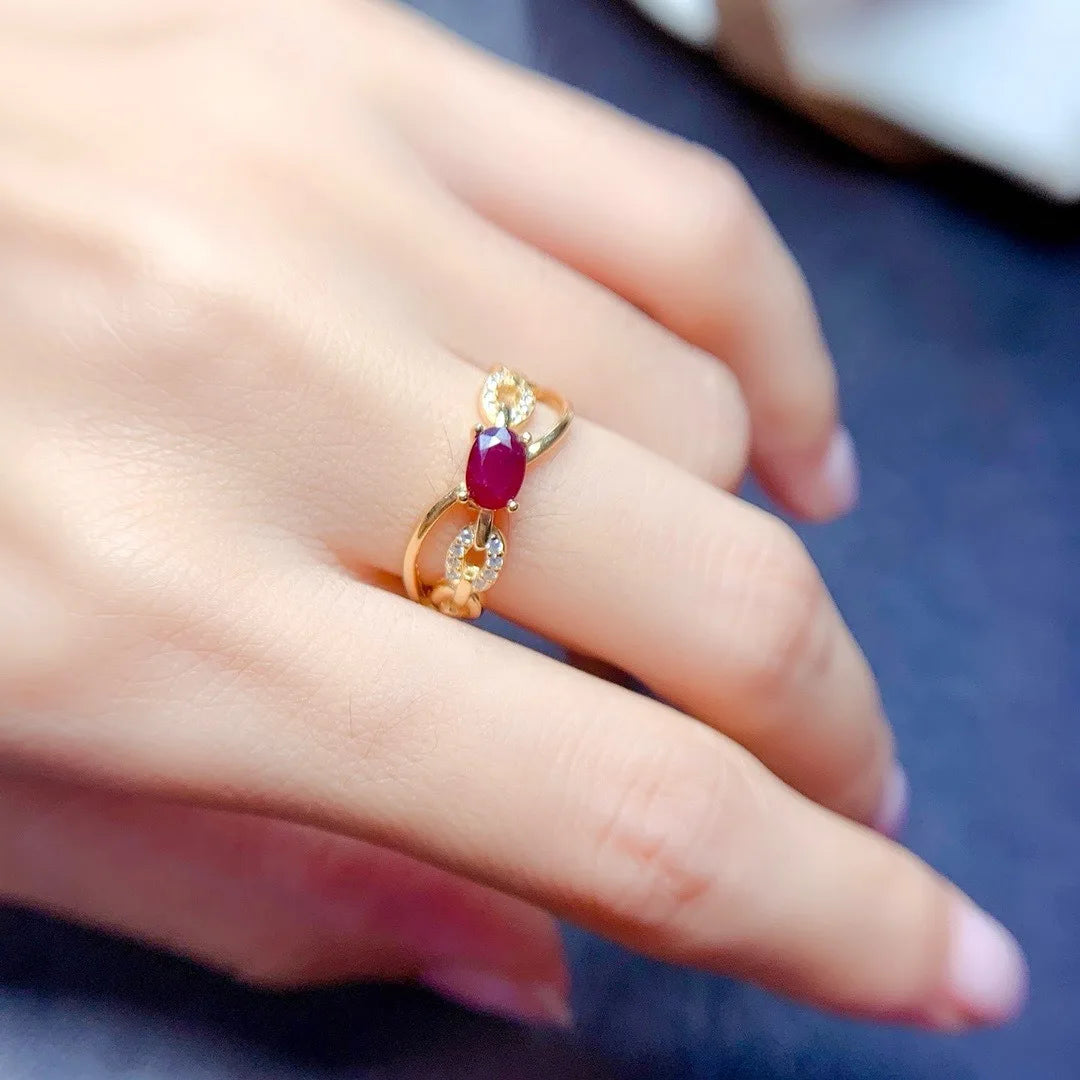 S925 Silver Ruby Ring for Women – Elegant Red Gemstone Wedding Jewelry