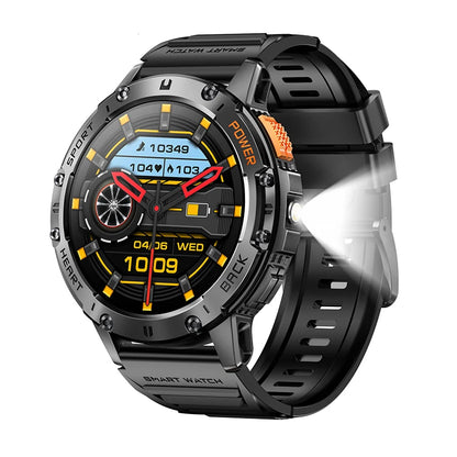 2025 Men’s AMOLED Smartwatch – Bluetooth Call, Flashlight, Waterproof Sports Fitness Tracker | Ellevo Store