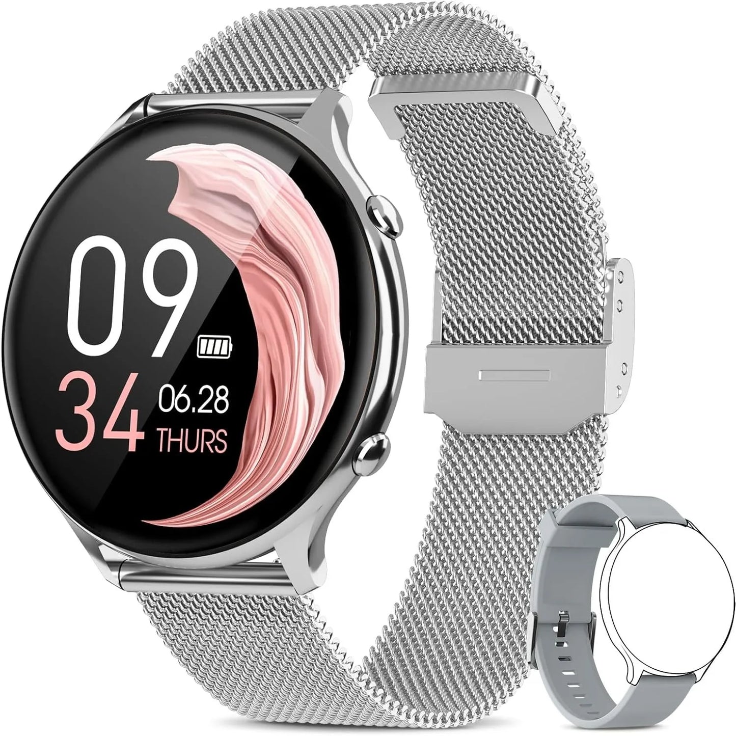 Smartwatch for Women with Phone Function – 1.39” HD Full Touch Screen, Heart Rate & Sleep Monitor, Menstrual Cycle Tracker, Fitness Pedometer Watch