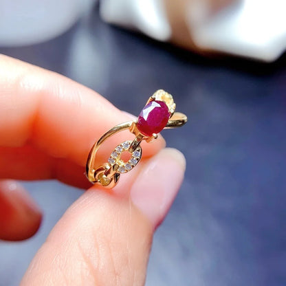 S925 Silver Ruby Ring for Women – Elegant Red Gemstone Wedding Jewelry